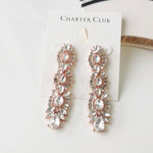 Charter Club Crystal Drop Earrings Glamorous Sparkling Statement Jewelry Gift